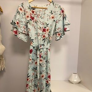 Boutique blue floral midi dress like new